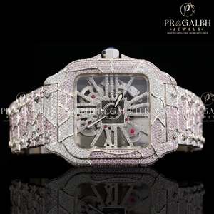 Montre automatique de style tendance en moissanite avec diamants glacés, prix de gros - Product Image 4