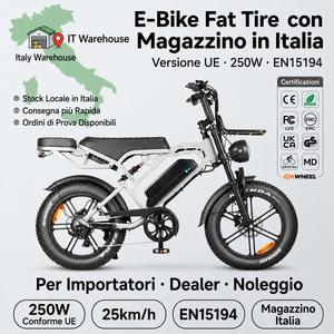 จักรยานไฟฟ้า QMHEEL V20 Pro Fat Bike ขนาด 20 นิ้ว คลังสินค้าอิตาลี จักรยานไฟฟ้าจากโรงงาน OEM สต็อกอิตาลี ผู้จัดจำหน่ายขายส่ง B2B - Product Image 1