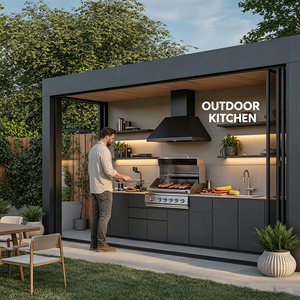 Aluminum Durable Waterproof Kitchen Cabinets Outdoor Kitchen Island BBQ <strong>Grill</strong> for >5 People Patio Kitchen <strong>Portable</strong> <strong>Grill</strong> Station - Product Image 3