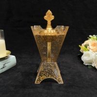 Décoration de Ramadan de Haute Qualité, Encens Arabe Portable en Bois d'Agar pour Bureau Moderne, Hôtel et Maison en Acrylique Doré