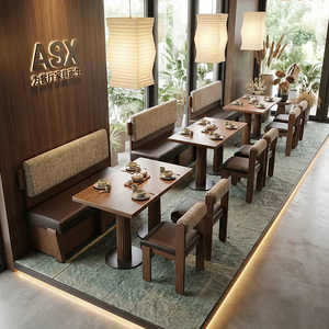 Conjunto <span class=keywords><strong>de</strong></span> Muebles <span class=keywords><strong>de</strong></span> Bar para Restaurante Temático Moderno, Sofá <span class=keywords><strong>de</strong></span> Pared, Mesa <span class=keywords><strong>de</strong></span> Comedor, Silla, Uso Comercial, Cuero PU, para Sótano <span class=keywords><strong>de</strong></span> Hotel - Product Image 1
