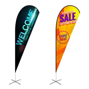 Factory Advertising Tear Drop Flying Feather Custom Banner Beach Flag Flags Banners Display Accessories