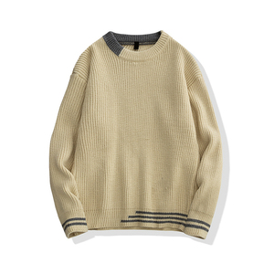<span class=keywords><strong>Pull</strong></span> d'hiver personnalisé pour hommes et adolescents, chandail tricoté ample en molleton à col rond, vente en gros, 2020 - Product Image 1