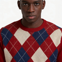 Pull en tricot à col rond pour homme, motif Argyle, style rétro preppy, décontracté, manches longues, pull pour homme