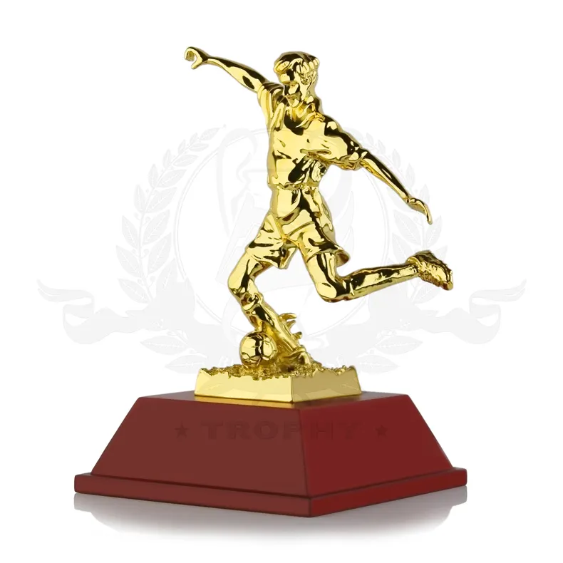 Vendita calda di Calcio Trofeo Del Metallo Giocatore di Football Americano Action Figurine Award Trofeo di Calcio