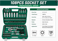 Jeu d'outils combinés à cliquet 108 pièces avec logo personnalisé OEM, embouts de réparation automobile CRV