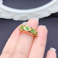 Cincin Diopside Alami Grosir Motif Berlian Quilted Perak 925 dengan Ukuran yang Dapat Disesuaikan Harga Pabrik Perhiasan