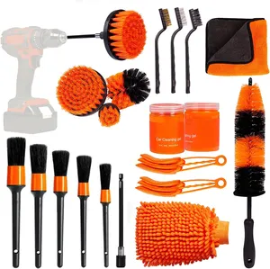 Kit de nettoyage de voiture 20 pièces, gel de nettoyage, ensemble de brosses de nettoyage de voiture, kit d'outils de nettoyage de lavage de voiture