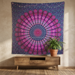Wholesale Indian Printed Aubusson Handmade 100% Cotton 80X91 Inch Plain Multi-Color Wall Hanging & <b>Bedspread</b> - Product Image 3