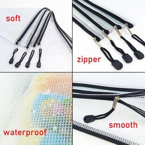 Bolsas de malla transparentes con cremallera, bolsa de plástico para archivos, bolsas reutilizables para documentos, bolsa organizadora para el hogar de gran capacidad, carpeta de archivos de PVC - Product Image 3