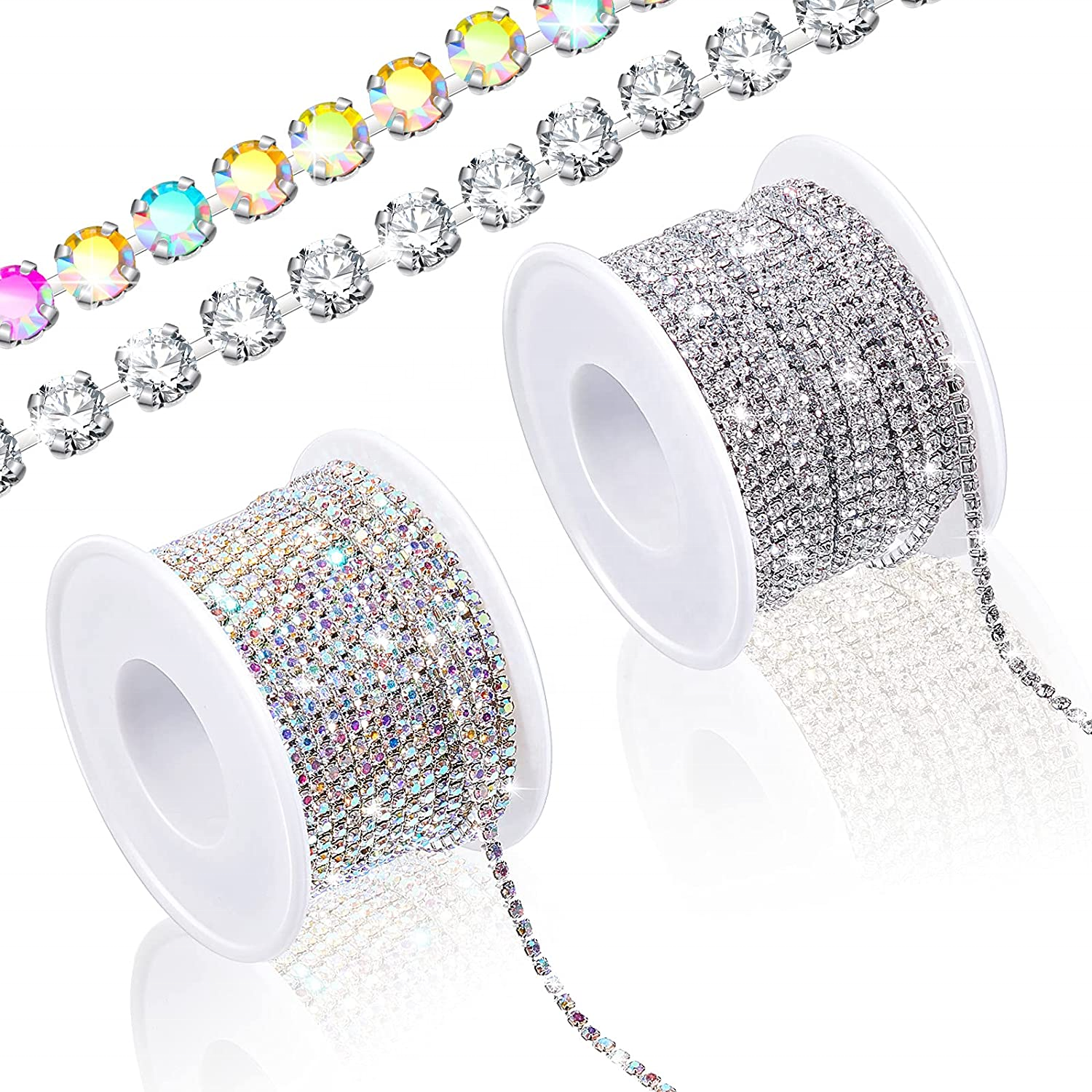 Drum und dran Tassen Auf Rolle Trim AB Kristall Glas Bling Tasse Kette Ss18 Strass Ketten Durch Die Hof