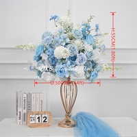 FB1421 DKB Künstliche Blumenkugel Hochzeitsdekoration Blau Weiß Realistische Handgefertigte Seidenrosen Rittersporn 5D Blumenkugel