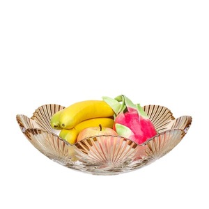 Crystal Bohemia Fruit Platter Amber Edge Lead Free Carving Design For Home Or Gift - Product Image 5