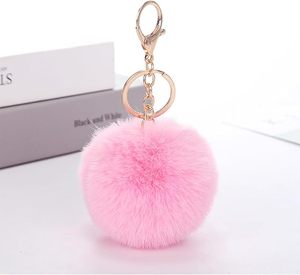 Porte-clés Pompon Coloré en Fausse Fourrure de Lapin, Anneau de Clé de Voiture en Peluche Douce, Breloque de Sac à Main - Product Image 2