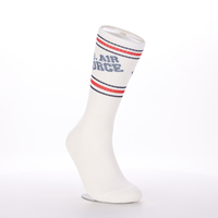 Chaussettes blanches mi-mollet personnalisées, motif rayé rouge marine, ajouter un logo, couleurs et texte personnalisés, tricot doux