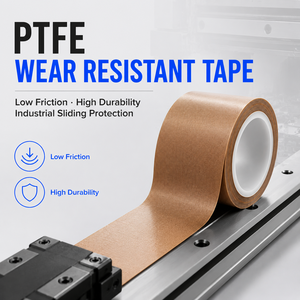 Bande anti-usure en PTFE avec adhésif silicone pour surfaces coulissantes, rails de guidage, glissières, convoyeurs et protection de machines - Product Image 1