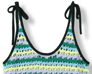 Abito Elegante Primaverile da Donna 2025 Personalizzabile OEM&ODM con Effetto Uncinetto e Cuciture a Righe a Contrasto - Product Image 4