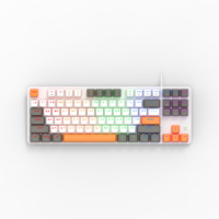 Keyboard Mekanikal kabel 87 kunci, dengan lampu latar LED untuk Gaming PC & Laptop
