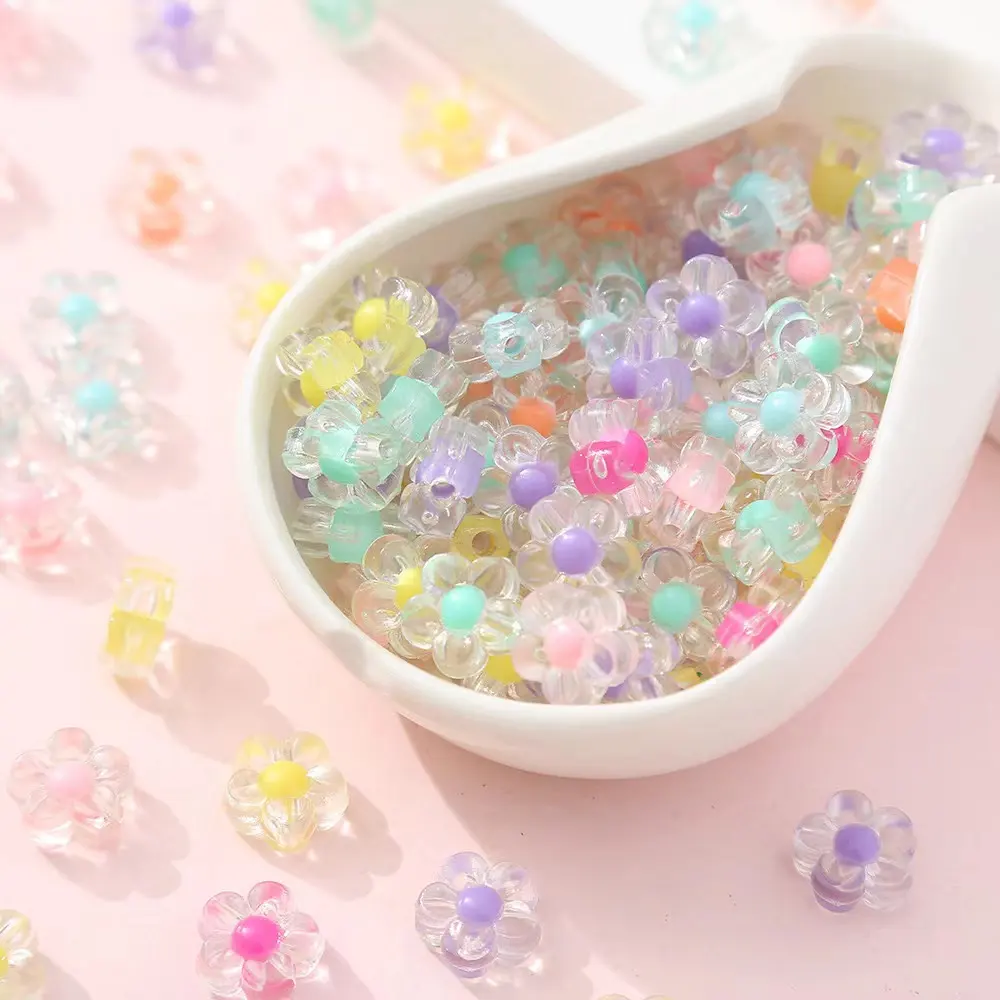 Wholesale acrylic transparent plum flower beads DIY necklace bracelet headband jewelry making kit