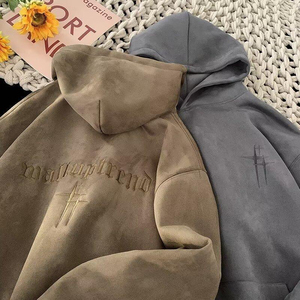 Sweat à capuche oversize pour homme en molleton épais 100% coton, style streetwear, avec poche, couleurs et logo personnalisables - Product Image 3
