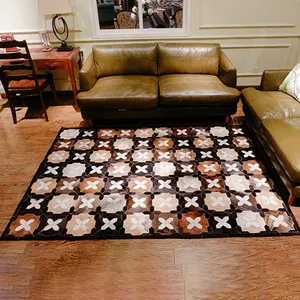 New Fashion Western Boho Style Natural Synthetic Faux Cowhide Floor Carpet and Rug for Bedroom Decor