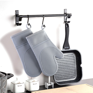 Gants de cuisine en silicone avec logo personnalisé imprimé, couche en <span class=keywords><strong>coton</strong></span>, résistants à la chaleur, pour barbecue, cuisine, micro-ondes - Product Image 5