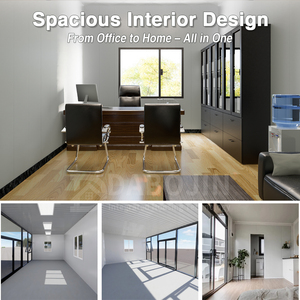 Casa Container in Vetro con Effetto Legno per Vacanze, Villa Prefabbricata Moderna Modulare per Abitazione o Caffetteria - Product Image 3
