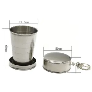 Inklapbare Cup Rvs Borrelglas Set Whisky Opvouwbare Metalen Cup