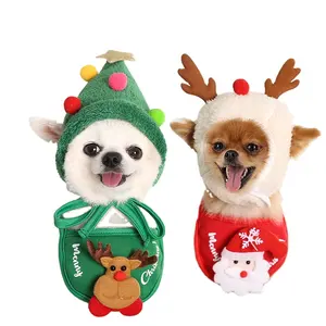 Huisdier Kerstmuts Speeksel Handdoek Bib Teddy Franse Bulldog Pomeranian Herfst En Winter Kleding Decoratie Benodigdheden