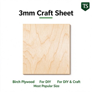 Vente en gros de panneaux de contreplaqué de bouleau de 3 mm, 305x305 mm, taille personnalisée, bois brut pour la fabrication de modèles, le fraisage CNC, la pyrogravure, la peinture - Product Image 1