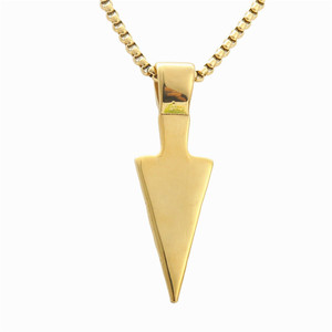Pendentif lance en acier inoxydable, collier pour homme en or, style punk rétro 233057 - Product Image 2