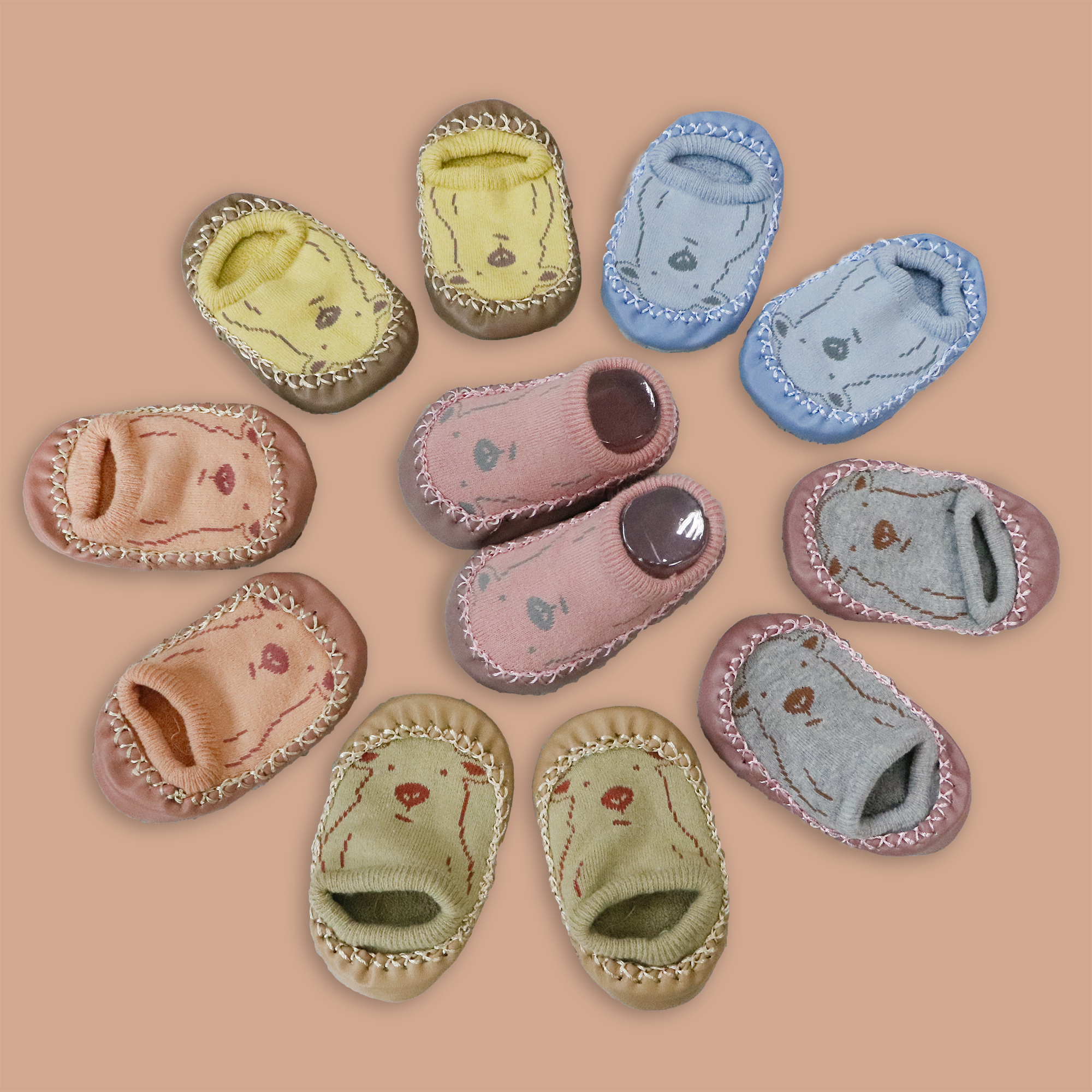 Korean Version Infant Low Top Toddler Shoes And Socks Children's Baby Floor Boat Socks Silpper Hole Bow Leather Socks Slipper