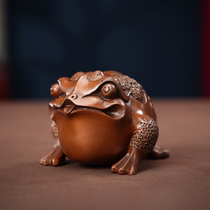 Figura de rana de bronce púrpura Copper World, bestia auspiciosa en miniatura hecha a mano para decoración del hogar, sala de estar, oficina y escritorio - Product Image 3