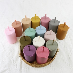 Tasse d'apprentissage en silicone de qualité alimentaire pour bébé, antidérapante, réutilisable, avec couvercle et paille – Meilleure vente - Product Image 2