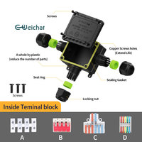 Boîtier de connexion étanche IP68 pour moto, type T, 3 voies, pour câblage, avec bornier extérieur pour éclairage LED de culture, modèle EW-M2068(L)-T