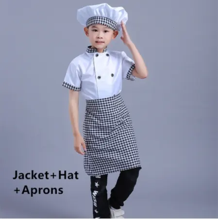 Kids Schort Met Hoed Chef Jas Kinderen Cosplay Restaurant Kleding Kleuterschool Prestaties Kostuum Set Keuken Chef Uniform