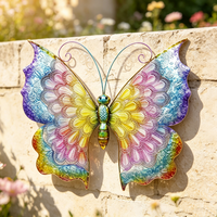 Nouveauté : Art mural en métal fait main, papillon fantaisiste, pour patio, clôture, art extérieur