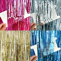 Rideau à franges métalliques brillantes en gros, couleur personnalisée, emballage OEM, pour fête d'anniversaire, événement, photo