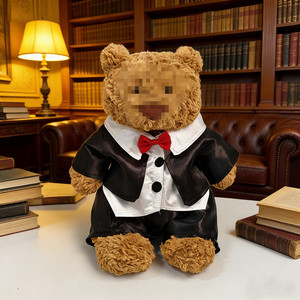 Vêtements pour poupée ours Barcelone [Uniquement en tissu] 28/36/47CM, costume à carreaux noir et blanc pour poupée de mariage - Product Image 2