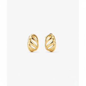 Boucles d'oreilles créoles audacieuses et tendance, style religieux, avec opale, topaze et perle, en or 14K, or 18K, or rose, platine et rhodié 14K - Product Image 1