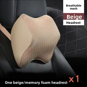 Coussin de soutien lombaire et cervical en mousse à mémoire de forme et cuir artificiel pour appuie-tête de voiture, avec maille latérale - Product Image 3