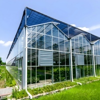 Grande serre agricole solaire en verre avec structure en acier, système de contrôle de la température, structure stable, facile à assembler