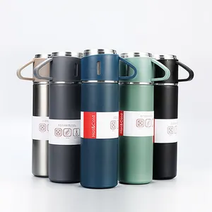 Benutzer definiertes Logo Edelstahl Travel Thermal Mug Vakuum flasche Geschenkset Vakuum thermos flasche mit 2 Tassen