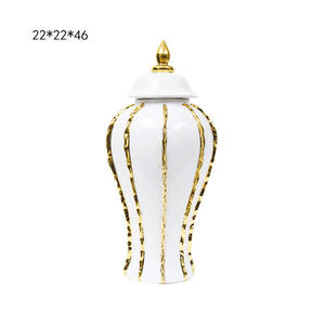 Jarrones de Cerámica Personalizados de Alta Calidad para Centros de Mesa de Boda, Jarrones de Flores de Lujo Dorados para Hotel, Jarrones de Jengibre Nórdicos para Decoración del Hogar - Product Image 6