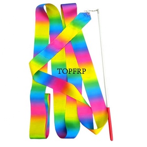 Paint-coated Tapered <b>Pole</b> with Scratch <b>Dance</b> Ribbons Gymnastic Ribbons - Product Image 3