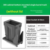 Poubelle encastrée sous meuble avec couvercle intégré, double bac invisible pour tri sélectif, tiroir de rangement à compartiments, paniers de rangement américains