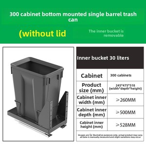 Contenedores <span class=keywords><strong>de</strong></span> Basura Extraíbles <span class=keywords><strong>de</strong></span> Plástico para Cocina, Cestas Organizadoras con Clasificación Selectiva para Armarios - Product Image 6