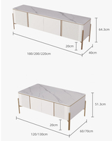 ATUNUS Ensemble de Meubles de Salon de Luxe Comprenant une Table Basse Centrale en Marbre, un Meuble TV et un Buffet avec Cadre en Acier Inoxydable Doré Moderne
