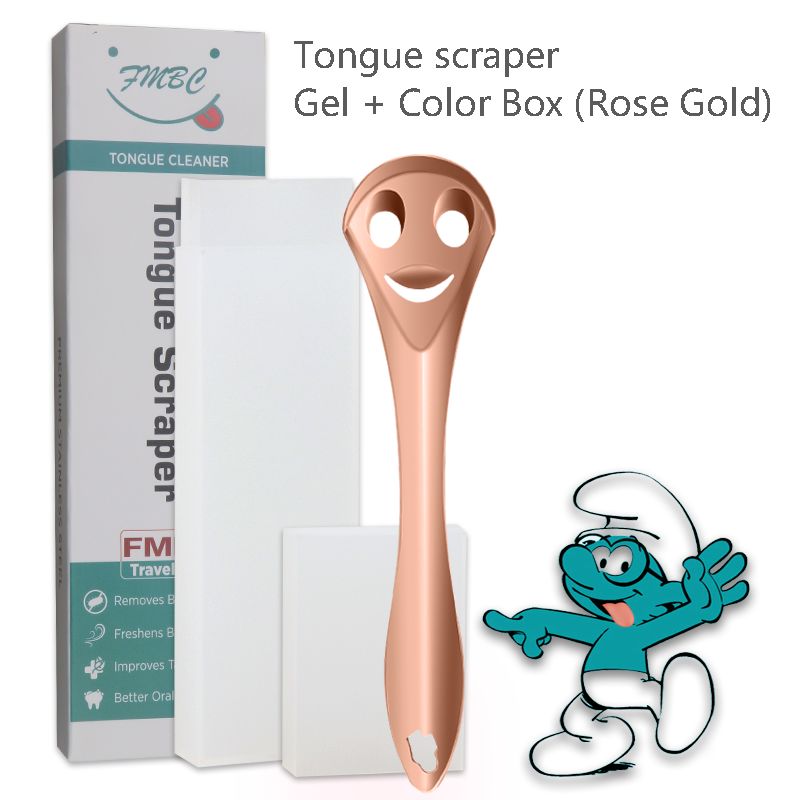 Grattoir à langue Gel + Boîte de couleur (Or Rose)