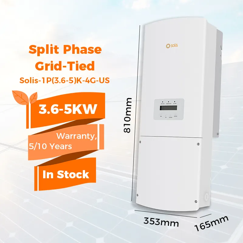 Solis อินเวอร์เตอร์พลังงานแสงอาทิตย์ 3.6kw 5kw 1 เฟส Solis-1P(3.6-5)K-4G-US 240V 208V แยกเฟสอินเวอร์เตอร์